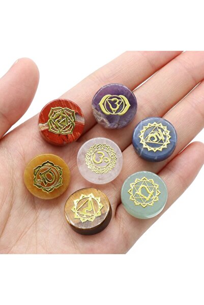 Choice شكل دائري 16-18 مم - 7 قطع 7 قطع / عبوة زينة حجر طبيعي على شكل دائري 7 شقرا من الكوارتز الجمشت