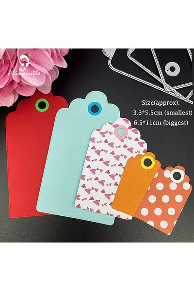 Choice 3pcs Tags B Alinacutle Metal Cutting Die Cut Etched Dies 3pcs Tag Set Scrapbooking Paper Craft Album