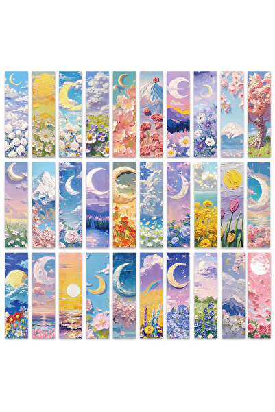 Choice 30pcs 30PCS Beautiful Bookmarks Emboss Oil Painting Style Paper Bookma...