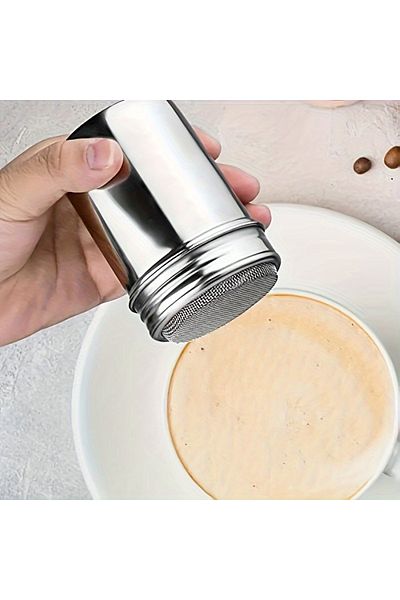Choice Sliver A Stainless Steel Powder Icing Sugar Can，fine Mesh，with Cover，for Soda、cocoa Powder、corn Star