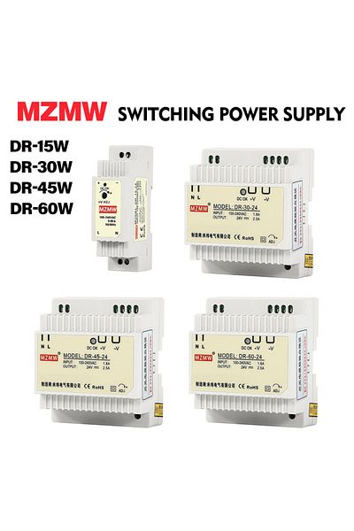 MZMW 5v 100-240v 15w 15w 30w 45w 60w Industrial Din Rail Switching Power Supply Input 100-240v Ac/dc 5v 1