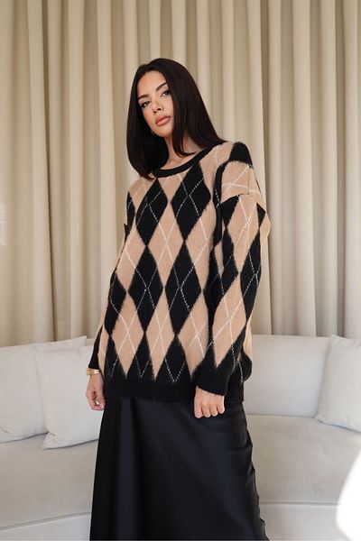 Tuba Butik Diamond Patterned Knitwear Women's Sweater
