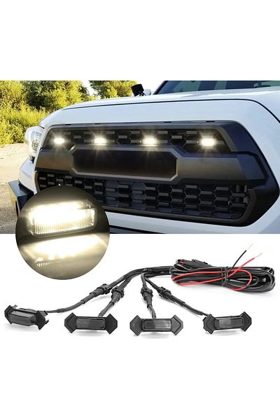 NLpearl 4 قطع من مصابيح LED الأمامية للسيارة من Smoked Shell White Universal، مصابيح تحذيرية للتشغيل النهاري