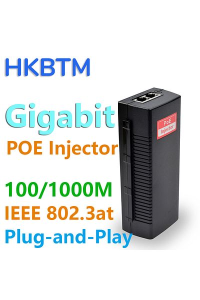 HKBTM 30 W Gigabit Eu Plug Gigabit Poe Injector For Ip Camera Cctv Security Surveillance Poe Power