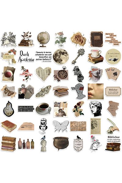 Choice 50pcs 50pcs Cool Dark Academia Stickers Decals For Laptop Phone Suitcase Fridge Skateboard Waterproo