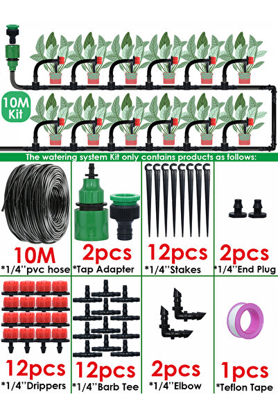 Choice 10Meters-12Drippers KESLA Garden Drip Irrigation Automatic Watering System Kit 1/4'' Nozzles for Bon