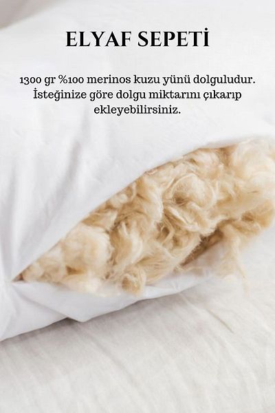 Elyaf Sepeti 2 Pieces 100% Natural Hand Sewn 50x70 Organic Wool Pillow