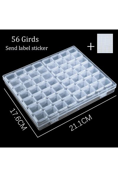 QIZITENG 56 Girds 28/56 Slot Transparent Plastic Storage Box Diamond Painting Accessories Tool Nail Rhineston