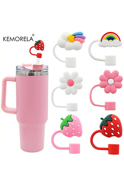 Choice 6 قطع غطاء من القش لإكسسوارات أكواب السيارة، أغطية قش على شكل زهرة لطي...