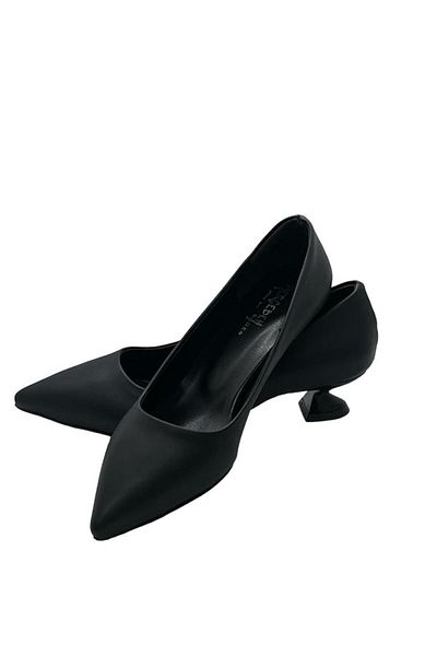 MERCEDES Women's Black Matte Short V Heel Stiletto
