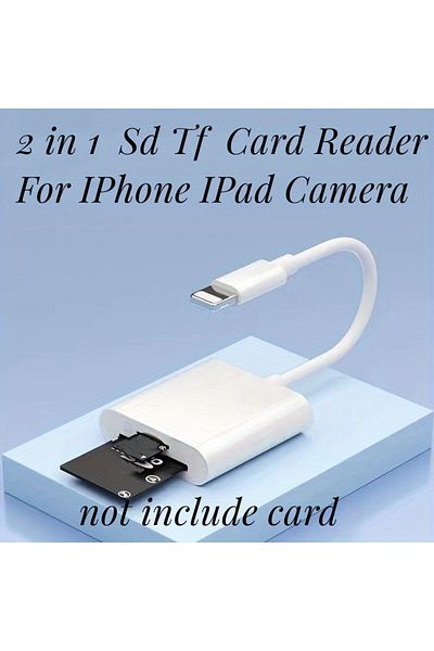 Choice قارئ بطاقات 2 في 1 لبطاقة آيفون ومحول بطاقة ذاكرة لهاتف آيفون 14 13 12 8pin إلى بطاقة كاميرا Sd Tf R