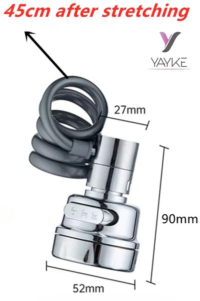 Yayke Chrome 3 - Functional 360 Degree Rotating Kitchen Sink Head and Saving Tap Tip
