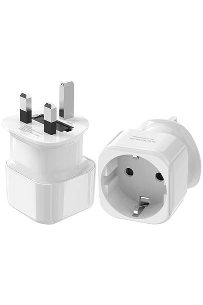 Choice 110-250v Uk 1 Eu To Uk 2 Piece Travel Adapter, Europe To Uk Travel G-plug Power Adapter For Uk Engla