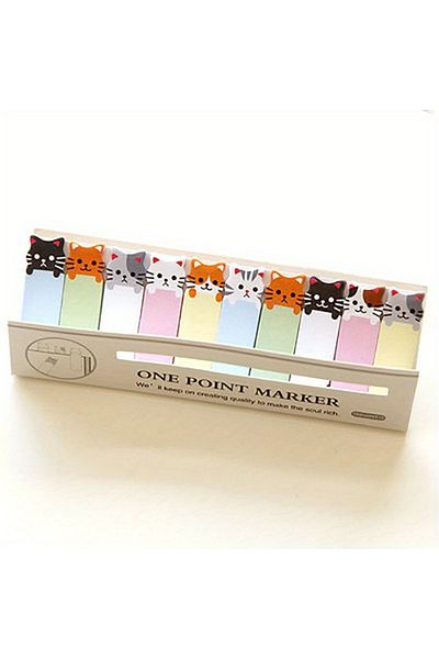 Choice Color Cat Office Sticky Notes Decoration Cute Funny Joy Cat Style Sticker Bookmark Memo Marker Point