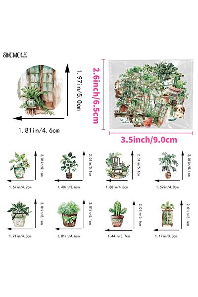 Choice 50pcs-t01042269 50pcs Vintage Green Plants Leaves Flowers Pet Sticker Diy Mobile Phone Cases Account