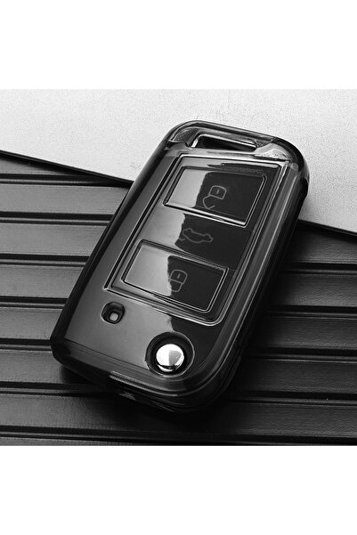 Choice1 حافظة مفاتيح سيارة من مادة TPU الناعمة شفافة سوداء اللون بغطاء كامل ل...