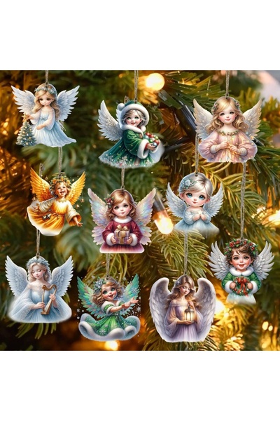 Choice زينة ملاك عيد الميلاد الخشبية المصنوعة يدويًا مع حبل - زينة شجرة العيد...