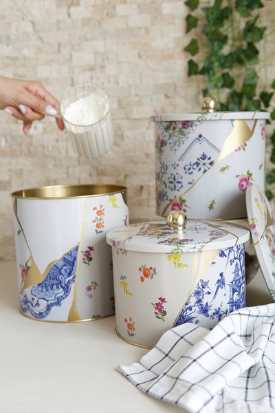 EVLE Yuvarlak Kutu Ø175, Topuz Kulp, 3 lü Set, Kint Sugi ERB31U5