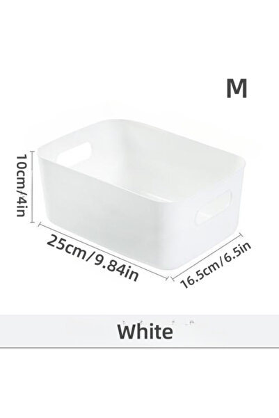 Choice سلة تخزين بيضاء متوسطة الحجم، قطعة واحدة، صناديق تخزين مستطيلة بثلاثة ...