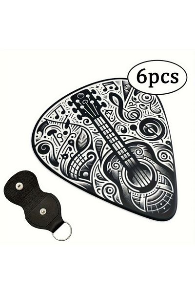 Choice 6 Pcs Original Sound Guitar Picks, Double-Sided Printed Ukulele Guitar Finger Shrapnel, Keychain ...