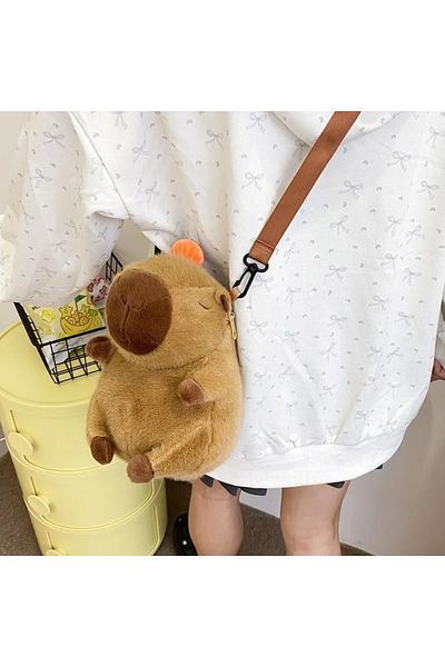 Choice 25x15 Capybara Plush Backpack Kawaii Fashion Plushie Doll Fur Bag Children's Bag Shoulder Bag Mini K