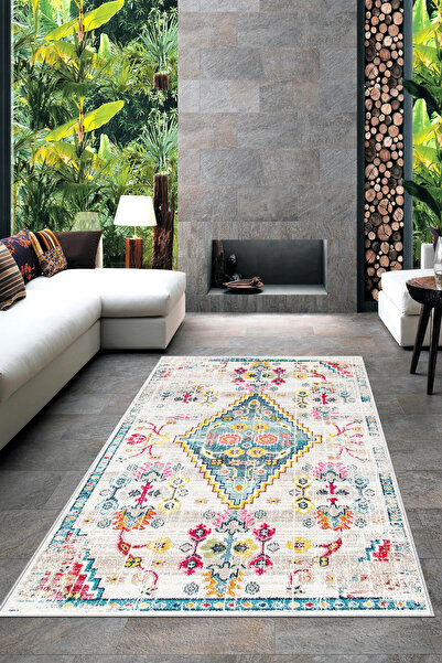 Zeria Home Yıkanabilir Kaymaz Baskılı Halı Koridor Halısı