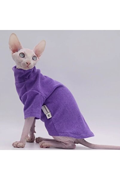 Choice ملابس قطط سفينكس أرجوانية مقاس XL ملابس قطط شتوية ناعمة من القطن للأطفال الصغار من كورنيش بلون سادة ديفون ها