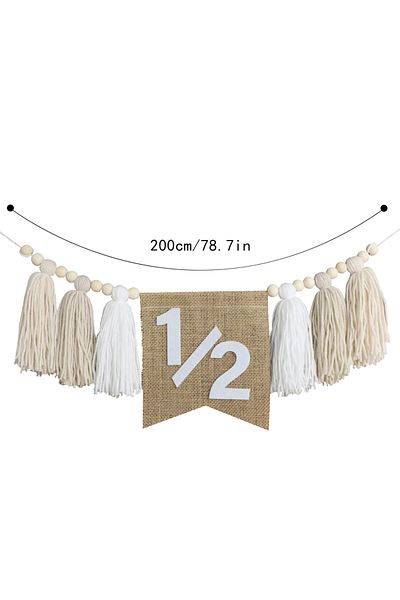 Choice White 1/2 Birthday High Chair Banner 6 Months Boho Handmade Wooden Bead Tassel Garland Decoration Bi