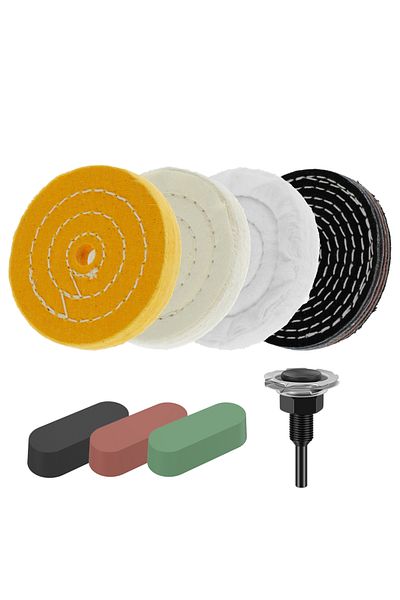 Choice 8pcs 4in Buffing Polishing Wheel Kit Reusable Polishing Compound Kit With Shank Soft Polishing Pads