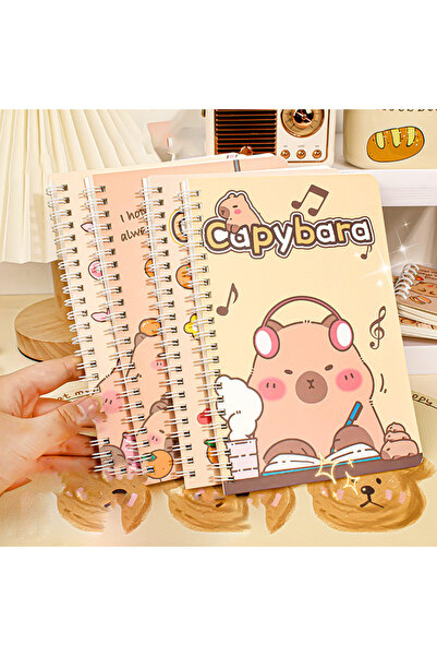 KOQZM دفتر ملاحظات A5 عشوائي واحد (1/4 قطعة) بتصميم كرتوني لحيوان الكابيبارا،...