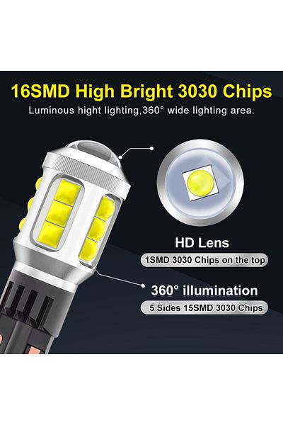 Choice مصباح LED T15 بقوة 4000 لومن W16w LED Canbus بدون خطأ 3030 رقائق 912 921 لمبة إضاءة احتياطية للسيارة...