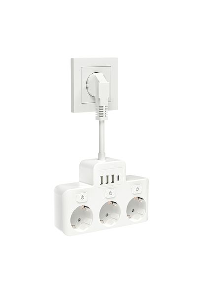 Choice 250v Eu 3 White Eu Plug Power Strip Socket With 3ac 3 Usb And 1 Usb C Multi-way Extension Cord Power