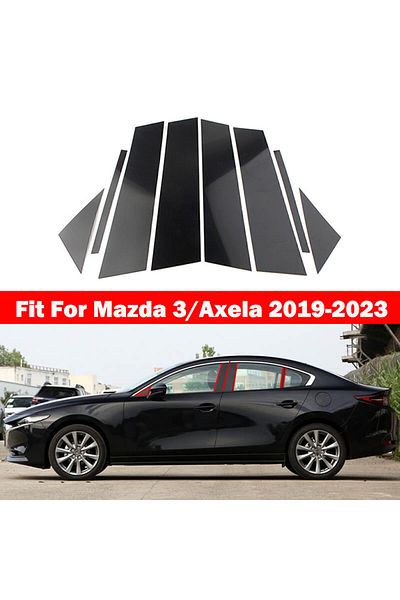 Choice Glossy Black Window Door Column B C Pillar Post Cover Trim For Mazda 3 / Axela 2019 2020 2021-202...