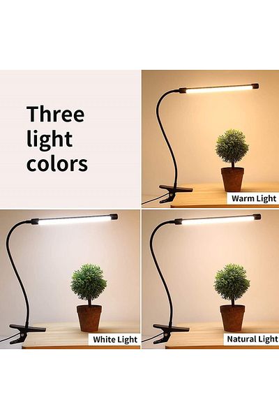 Choice 40cm Height Black 10w Led Desk Lamp With Clamp Dimmable Clip On Reading Light 10 Brightness Level 3