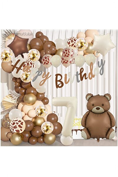 BİDOLUMUTLULUK Retro Renkler Ayı Folyo Balon Doğum Günü Konsept Balon Parti E...