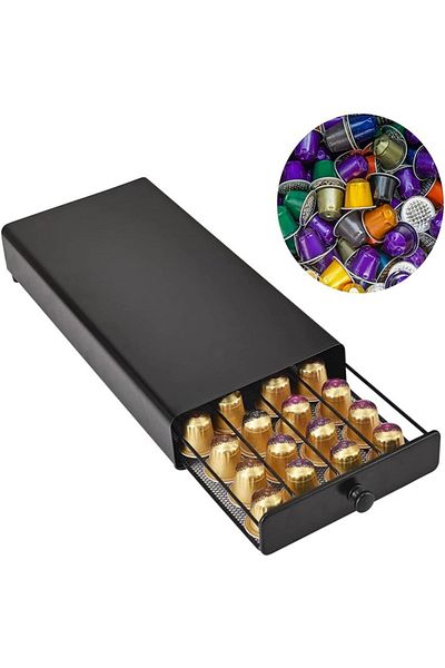 Choice Black 40 Nespresso Pods Coffee Drawer Holder Coffee Capsules Storage Rack Capsule Organizer Shelves
