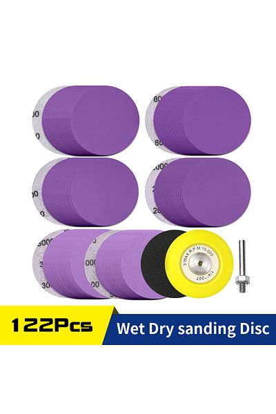 Choice 122pcs 3 Inch Sanding Discs Hook And Loop Sandpaper 600 To 5000 Grits,1/4 In Backing Pad, Foam Bu...