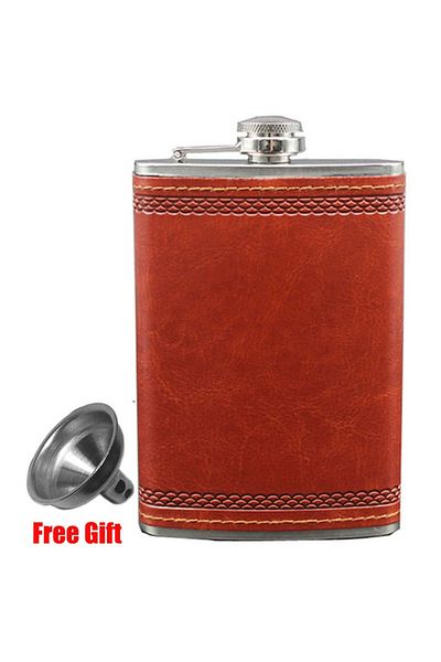 Choice 1 Set Hip Flask With Funnel 9oz Stainless Steel For Liquor Outdoor Whiskey Pu Leather Pocket Alcohol