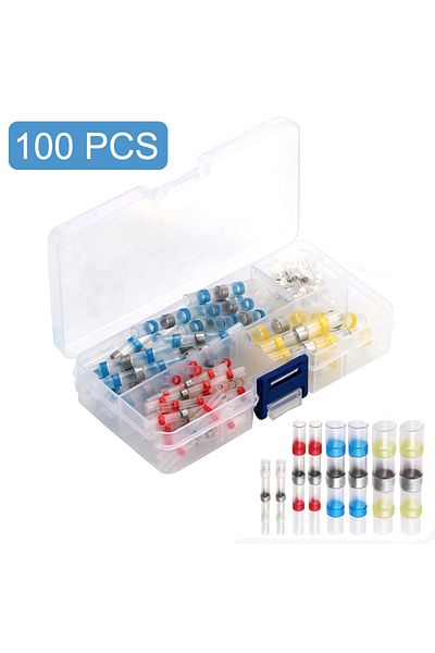 Choice 100pcs Box 100pcs/box Waterproof Solder Seal Heat Shrink Butt Wire Connectors Terminals Electrical W