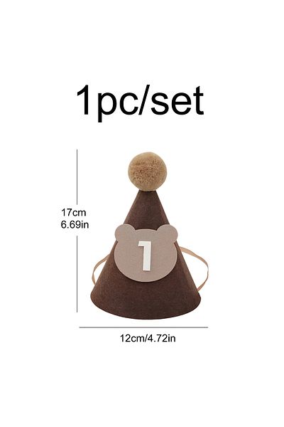 Choice Chocolate 1pc Cute Bear Birthday Hat Brown Thick Non-woven Birthday Party Supplies
