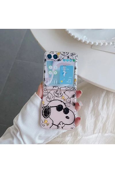 Miniso For Samsung ZFlip 5 Only Case Cute Cartoon Snoopy Charlie Brown Peanuts Transparent Phone Case For S