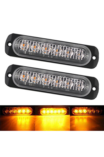 Choice3 ضوء تحذير وامض LED بلون كهرماني أصفر للشاحنات 12 فولت 24 فولت 6SMD، ش...