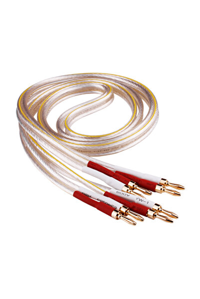 Choice كابل مكبر صوت مطلي بالفضة بطول 3 أمتار، زوج واحد، قابس موزة مطلي بالذه...