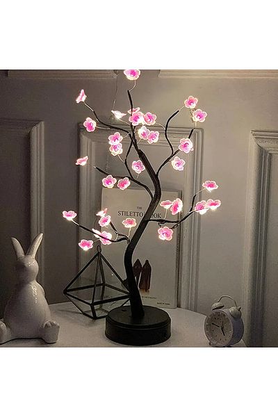 Choice Plum Blossom Table Tree Night Light Usb/battery Powered Touch Switch Artificial Bonsai Cherry Blosso