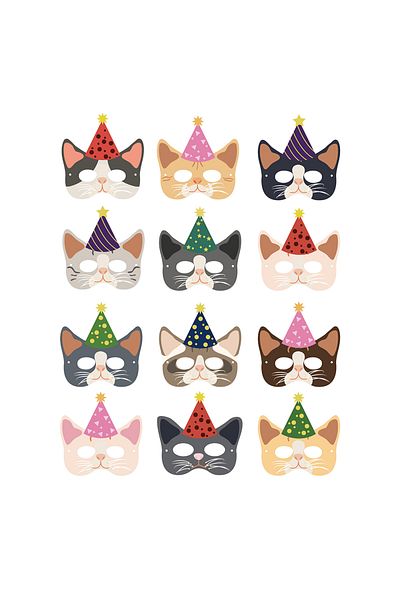 Choice Mj021-b Kids Birthday Party Cartoon Cat Masks Mask Cute Pet Cats Party Decorations Baby Shower Party