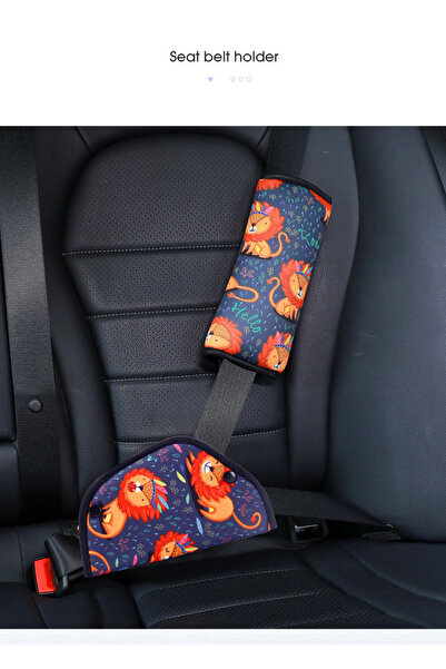 Choice حامل تعديل وسادة حزام الأمان للسيارة على شكل أسد صغير، غطاء مبطن لحزام...