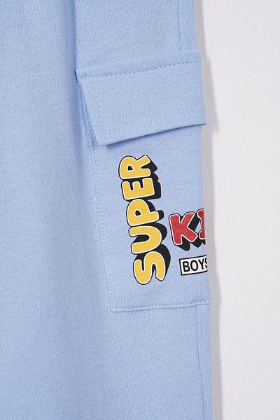 zepkids Διπλές τσέπες Cargo Baby Blue Color Boy's αθλητική φόρμα μονό κάτω