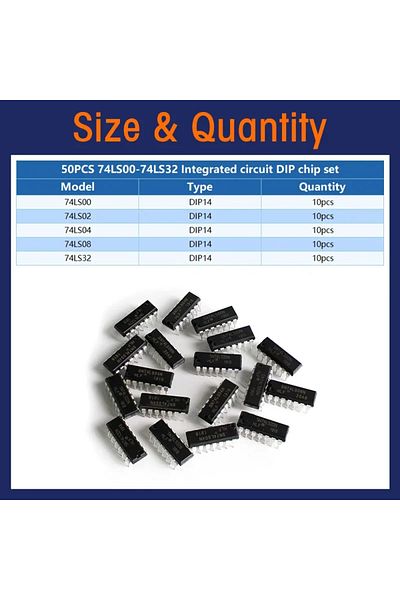 Choice 50 Pcs 74ls 50pcs Integrated Circuit Logic Ic 74hc/ 74ls Dip-14 5 Values Ic Chip Assortment Kit El