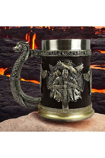 Choice زجاجة ماء فايكنغ كبيرة السعة من الفولاذ المقاوم للصدأ، سعة 501-600 مل،...