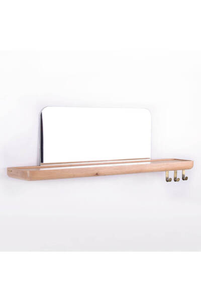 Ananas Aynalı Ahşap Uçan Raf – Orta Boy, Meşe